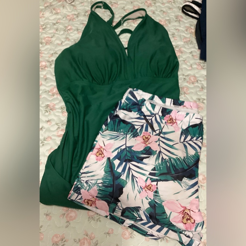 SHEIN Floral Swimwear with Pink and Green Design